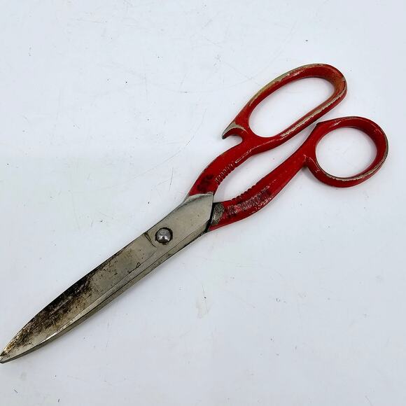 Vintage Multi Purpose Kitchen Shears Cutlery Red Handle Scissors Opener 8" *READ - Picture 2 of 6